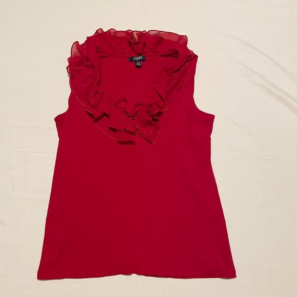 Chaps Sleeveless Top Womens Ruffled Size Large - Picture 1 of 13